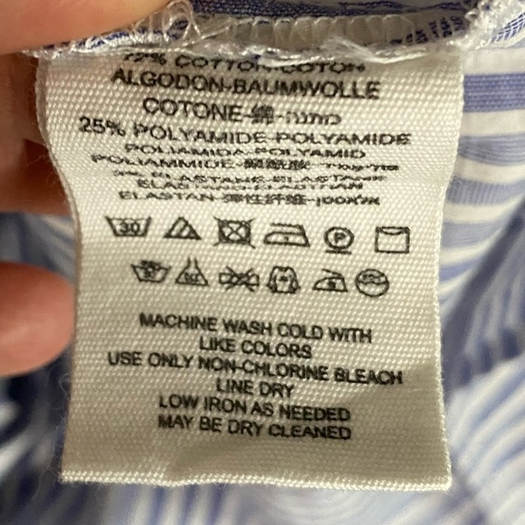 Free People March To The Beat Off The Shoulder Striped Button Down Blouse, Large - Picture 10 of 13